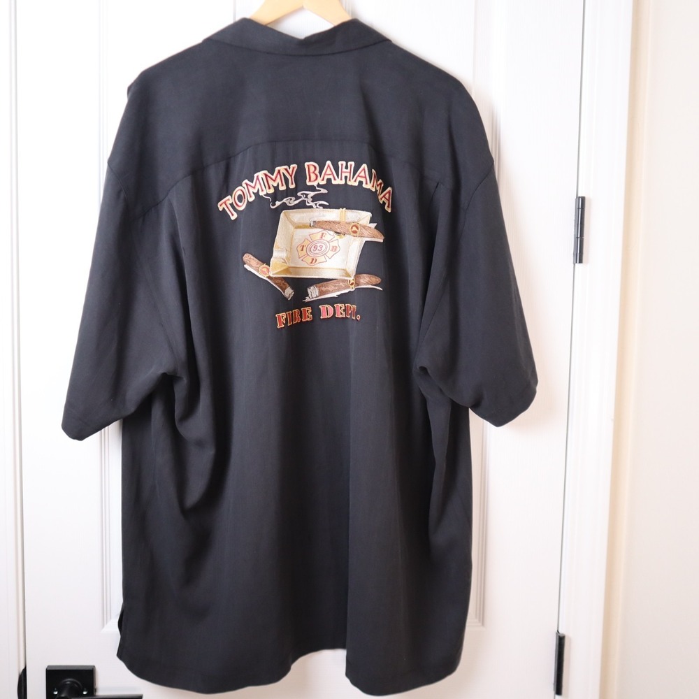 Tommy Bahama Fire Dept Tobin James Cellars Embroidered Silk Camp Shirt Mens XXL